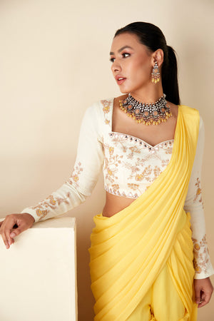 Sweetheart Neckline Sharara Saree Set image 2