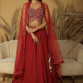 Maroon Georgette Crepe Lehenga Set image 0