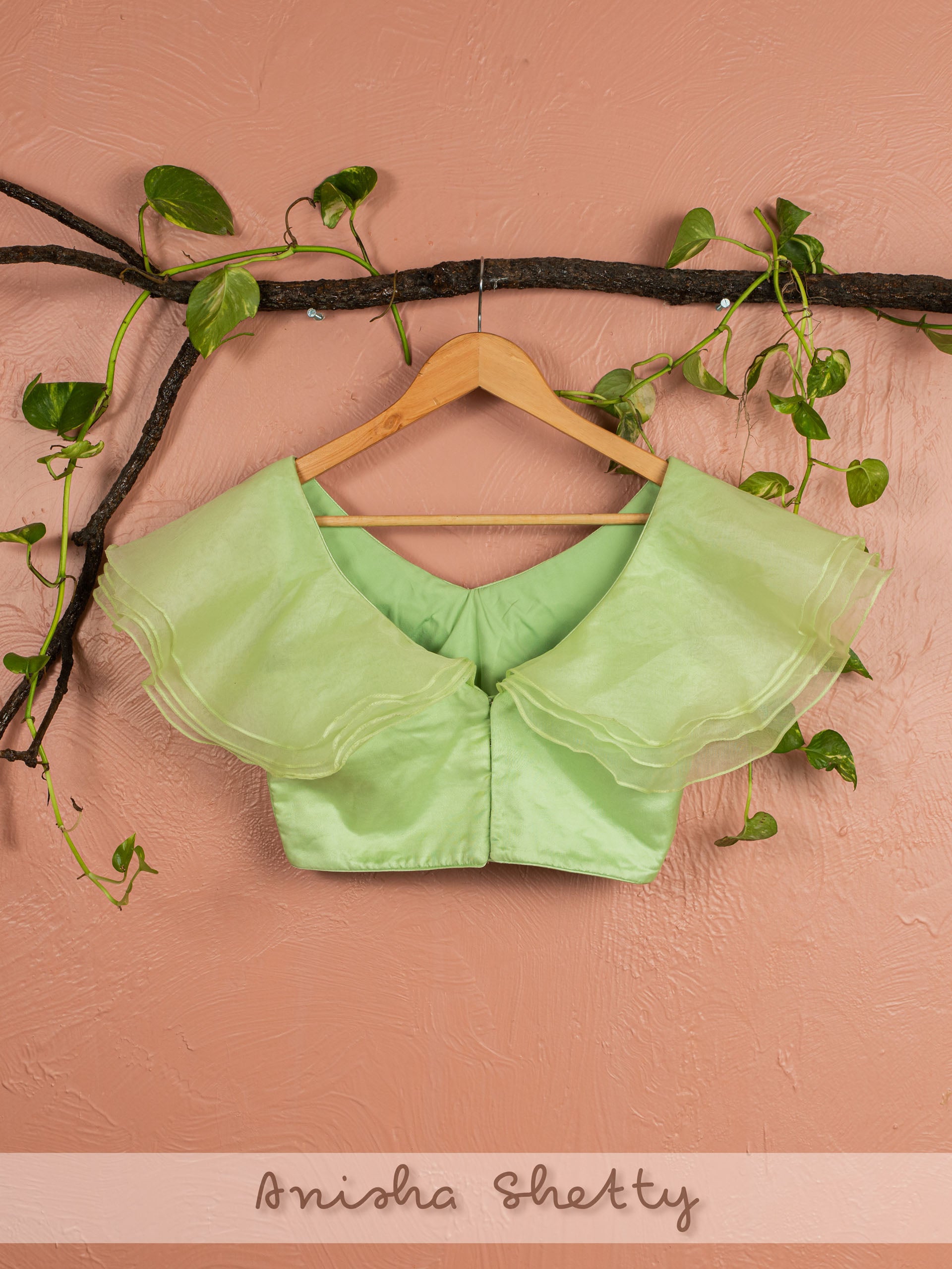 Lime Green Ruffle Sequin Lehenga Set image 3