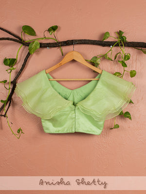 Lime Green Ruffle Sequin Lehenga Set image 3
