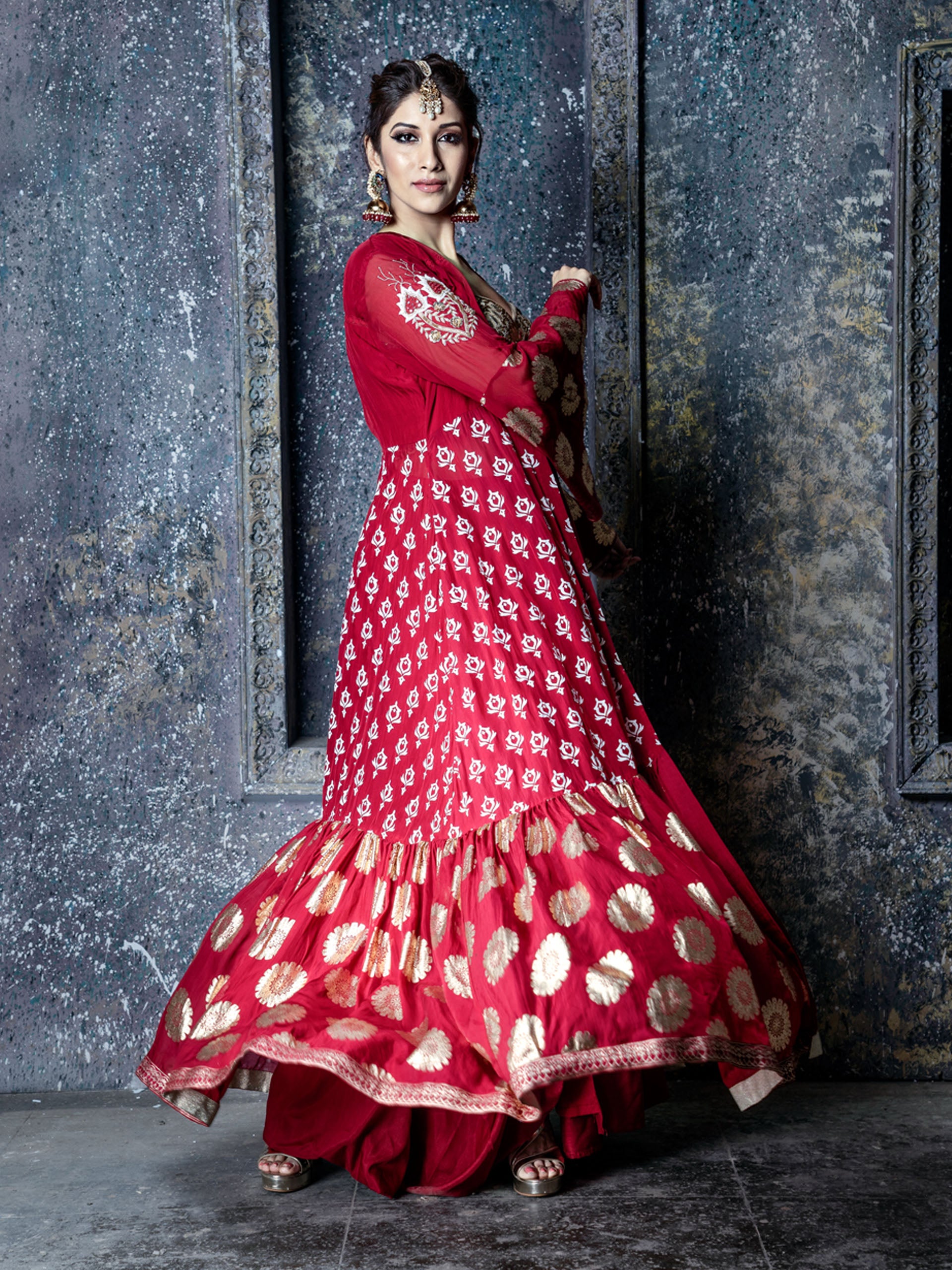 Red Gold Lehenga Set image 3