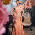 Rust Drape Zari Lehenga Set image 0