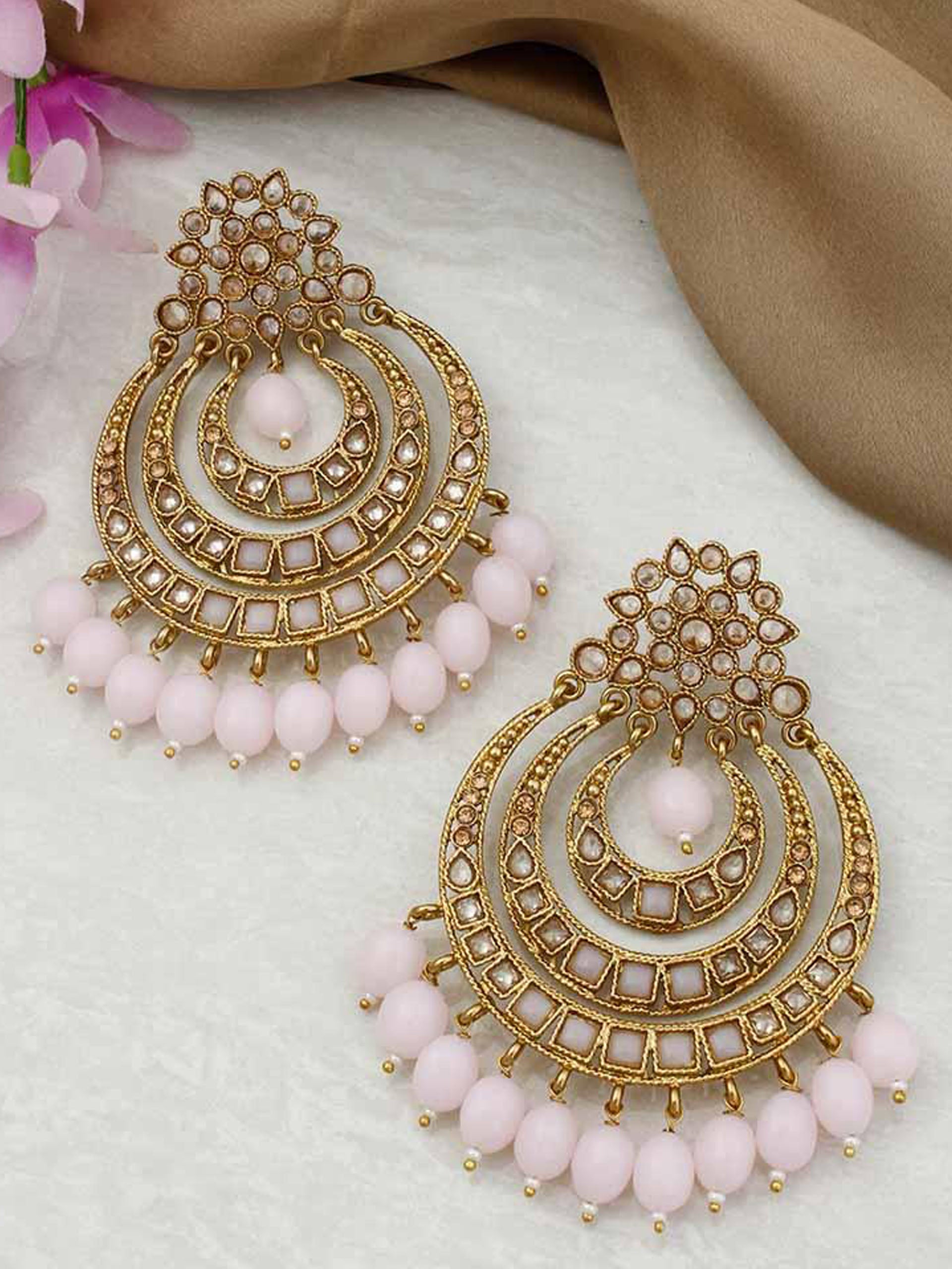 Metallic Chandbali Earrings image 1