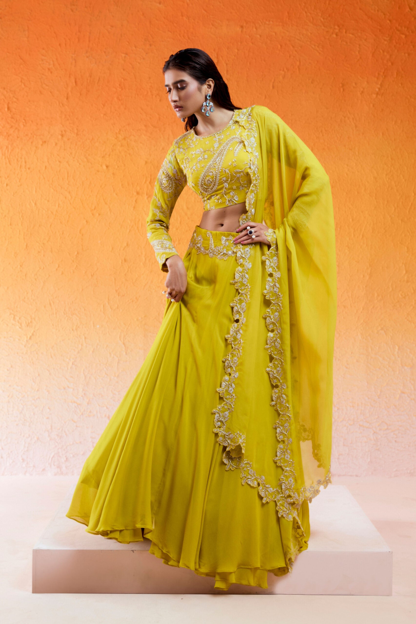 Daisy Yellow Embroidered Lehenga Set - XL image
