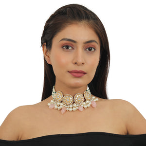 22KT Gold Pated Jadtar Stone Necklace Set image 5