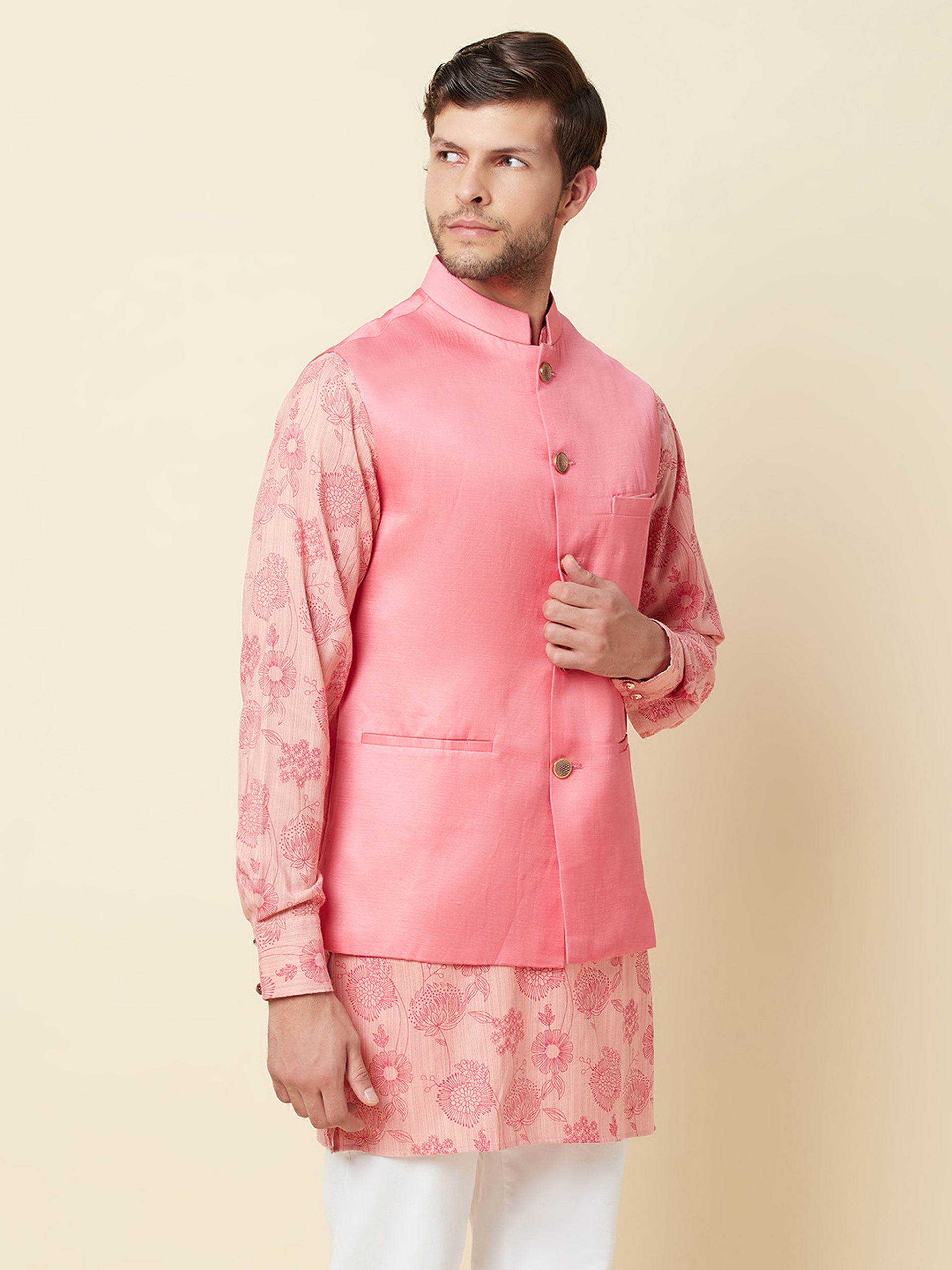 Pink Floral Kurta Set image 3