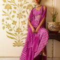 Purple Lotus Print Dress image 0
