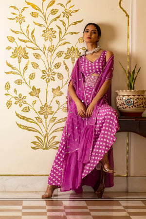 Purple Lotus Print Dress image 0