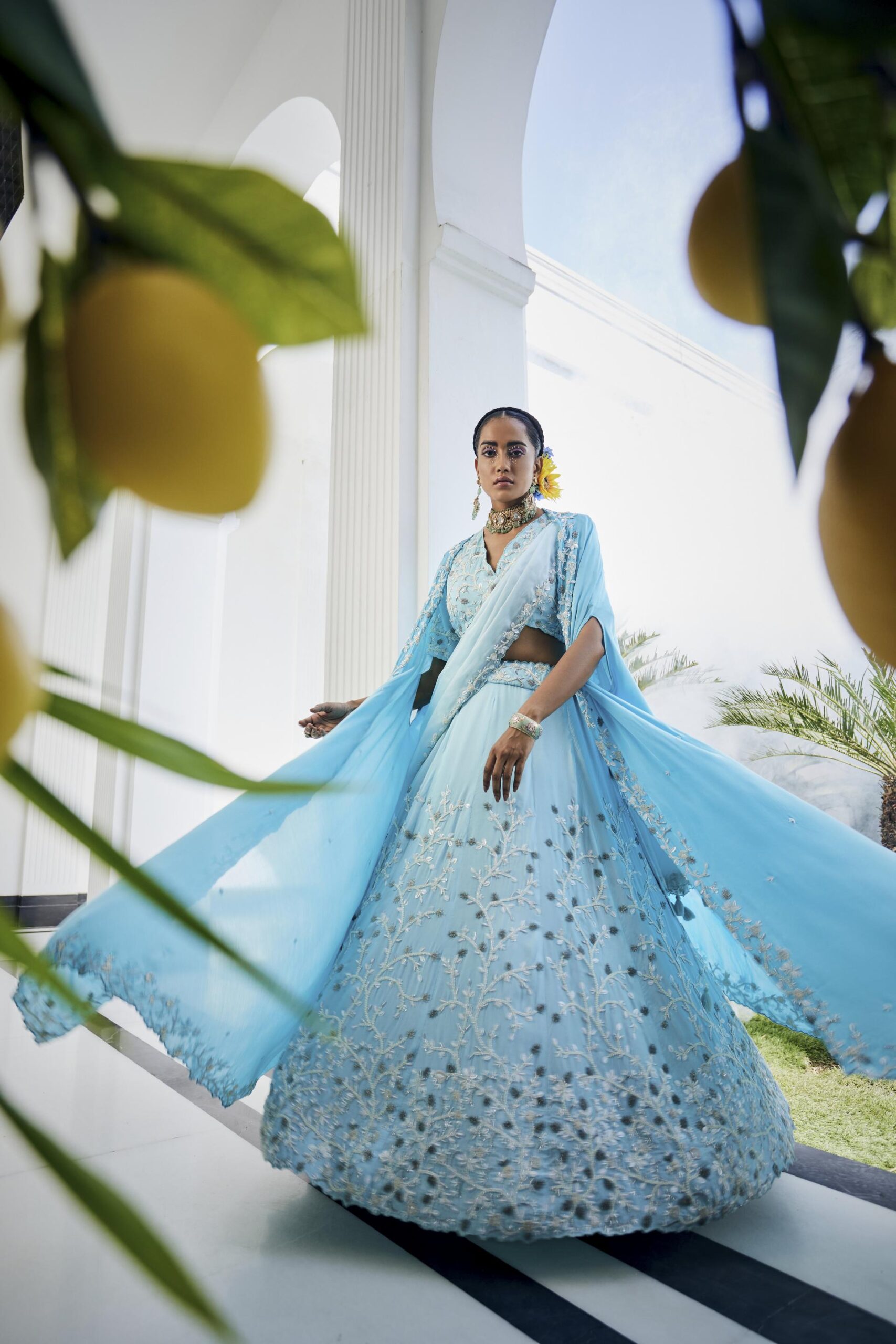 Blue Cape Lehenga Set image 5