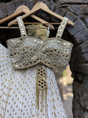 Ivory Mirror Bustier Lehenga Set image 1