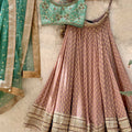 Chestnut Brown and Jade Green Zari Lehenga Set image 0