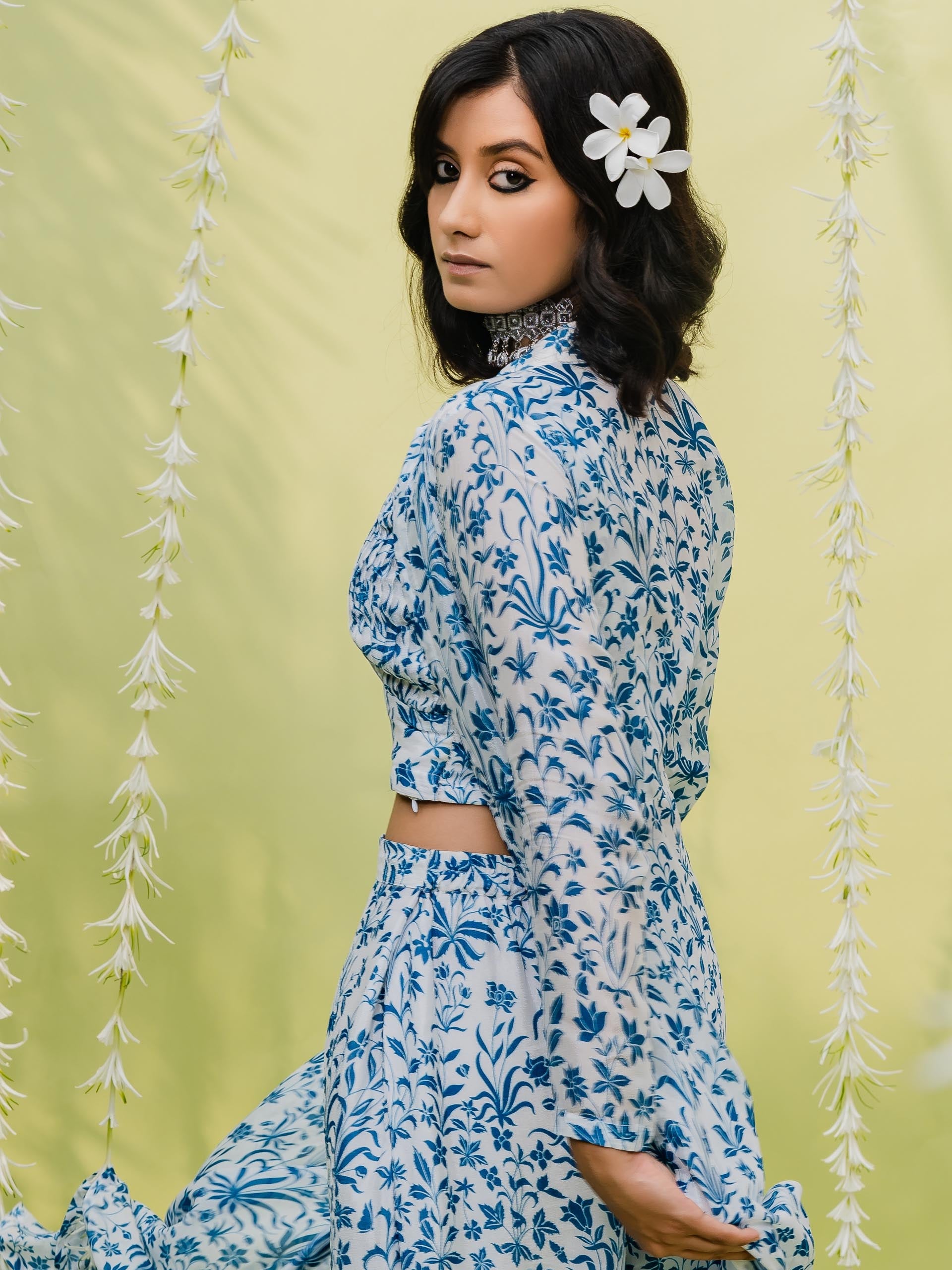 Teal Blue Co-Ord Set with Cape image 3