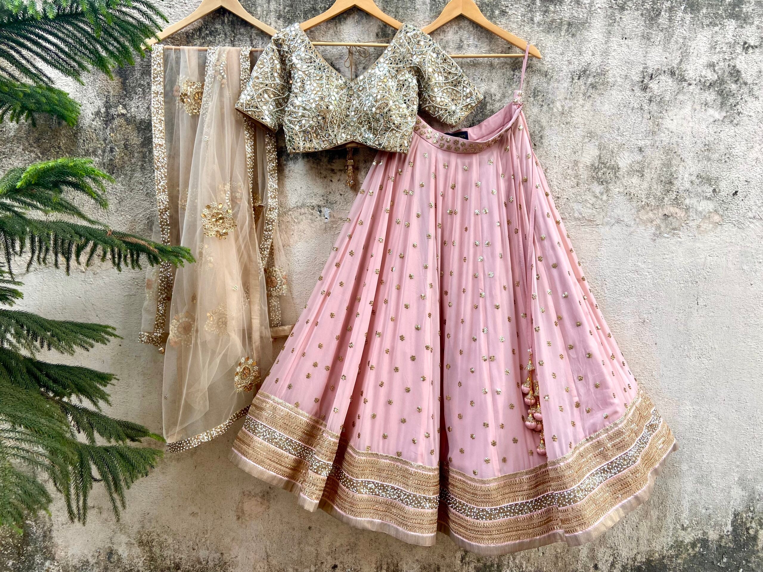 Nude Pink and Beige Lehenga Set image 4