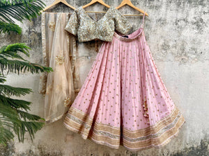 Nude Pink and Beige Lehenga Set image 4