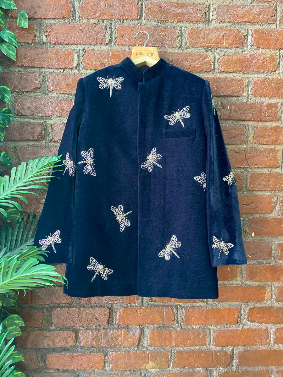 Dragonfly Embroidered Bandhgala Set - M image