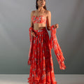 Scarlet Red Floral Lehenga Set image 0