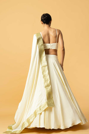 Ivory Modal Satin Lehenga image 3