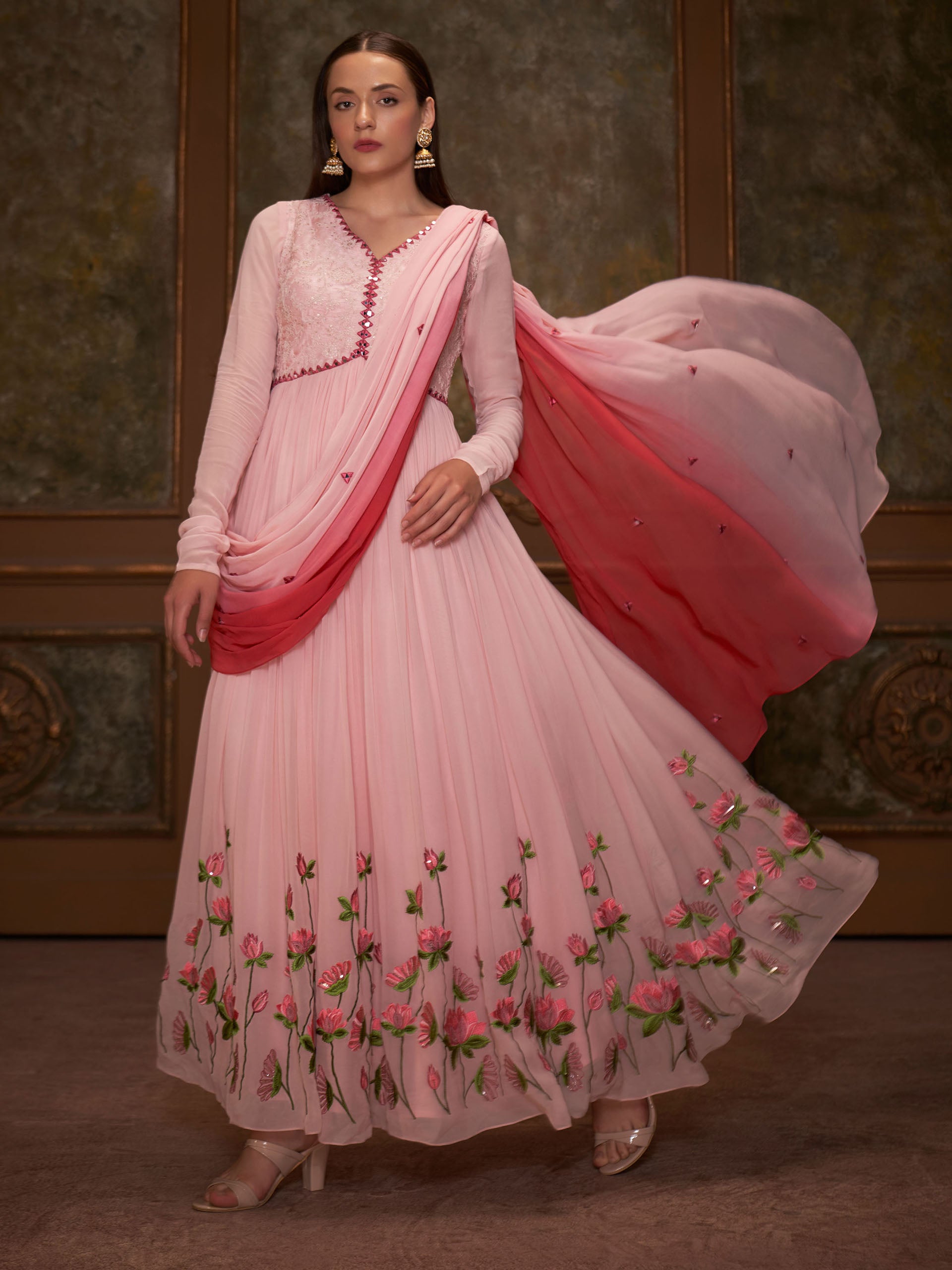 Pink Lotus Anarkali Set - S image