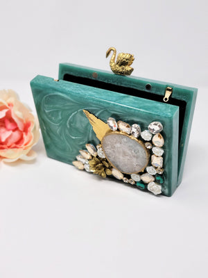 Green Resin Swan Clutch image 3