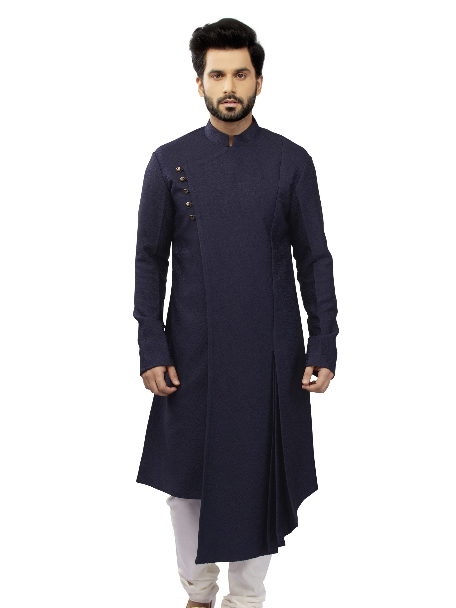 Blue Drape Kurta with Churidar - XL image