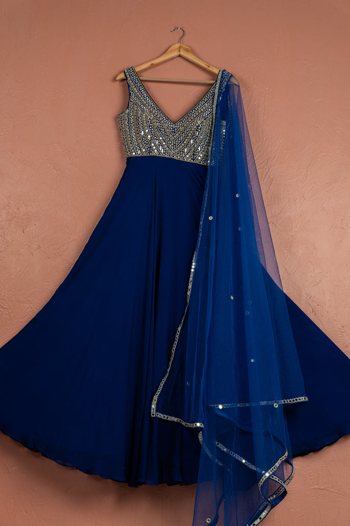 Azure Blue Anarkali Set - Custom image