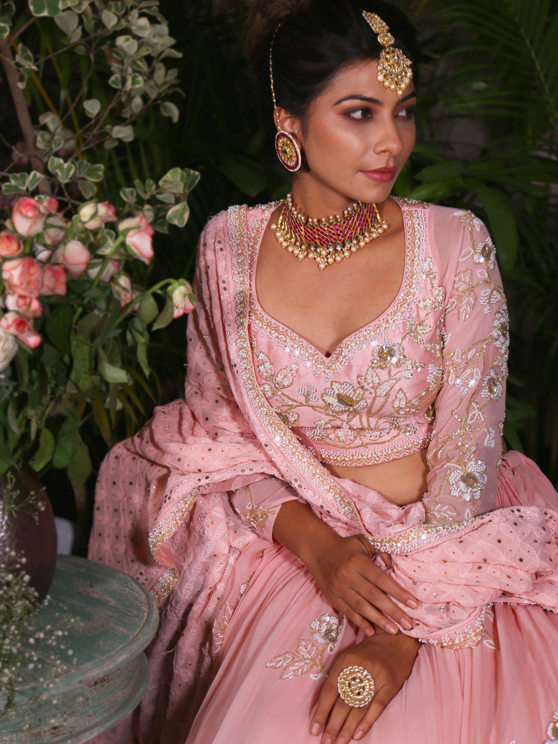 Blush Peach Lehenga Set image 1