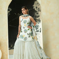 Ivory hand painted slip kurta and sharara set image 0