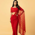 Red Soft Net and Georgette Saree image 0