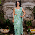 Powder Green Pre-Draped Saree image 0