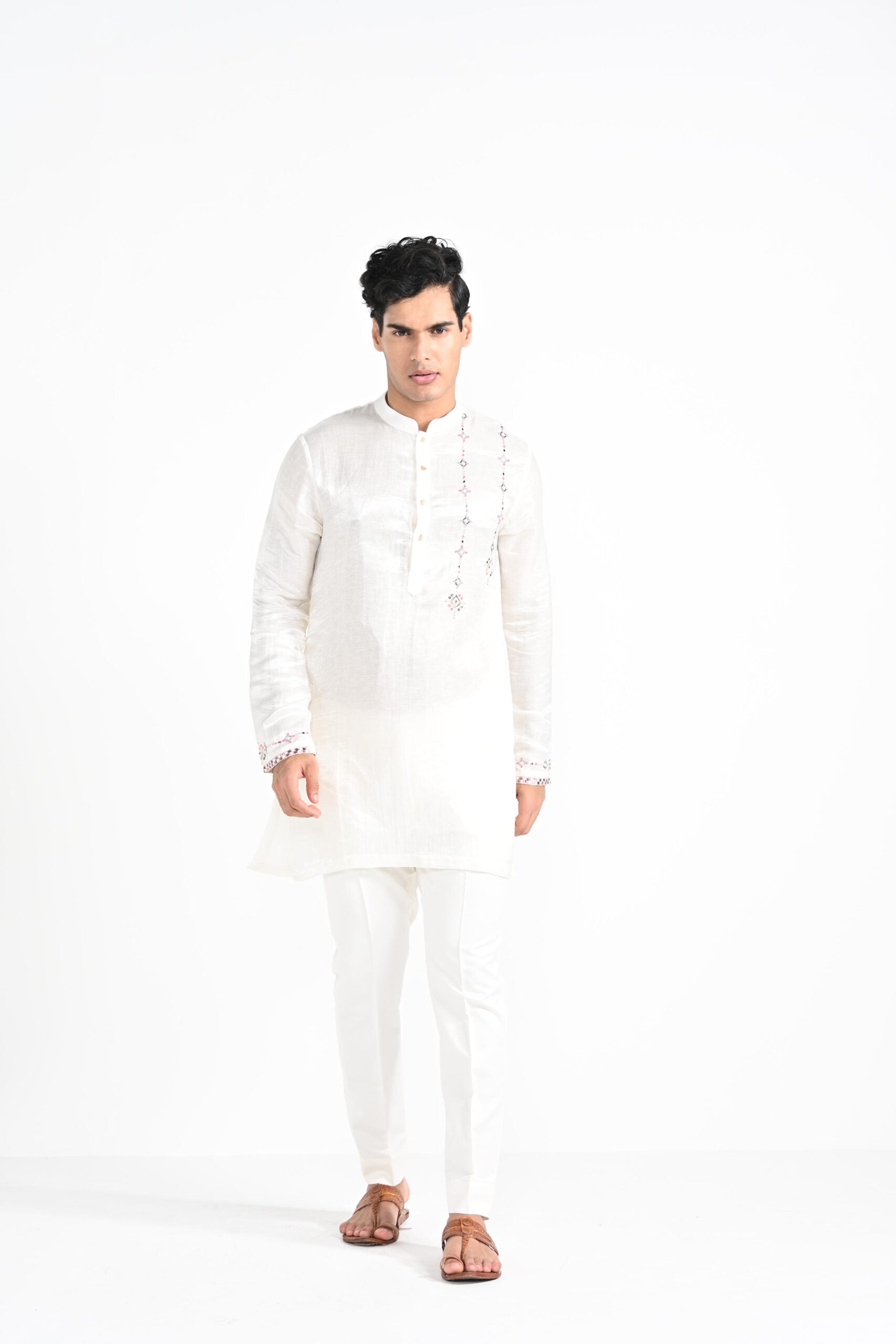 Ivory Phulkari Inspired Nehru with Embroidered Kurta Set image 11