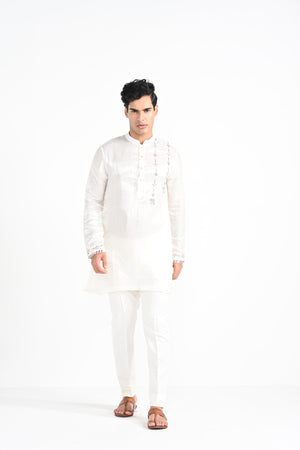 Ivory Phulkari Inspired Nehru with Embroidered Kurta Set image 11