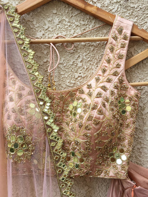 Blush Pink Mirror Work Lehenga image 3