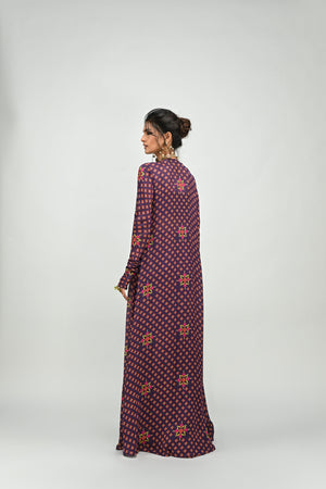 Plum Highlighted Sharara and Long Jacket Set image 4