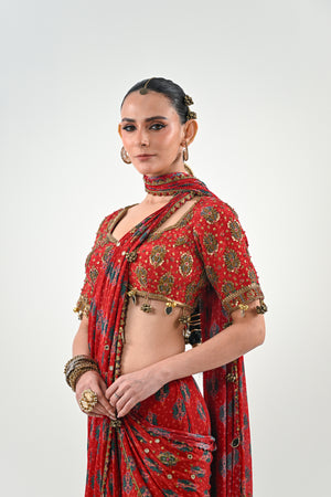 S SAREE SET WITH PRINTED BLOUSE image 5