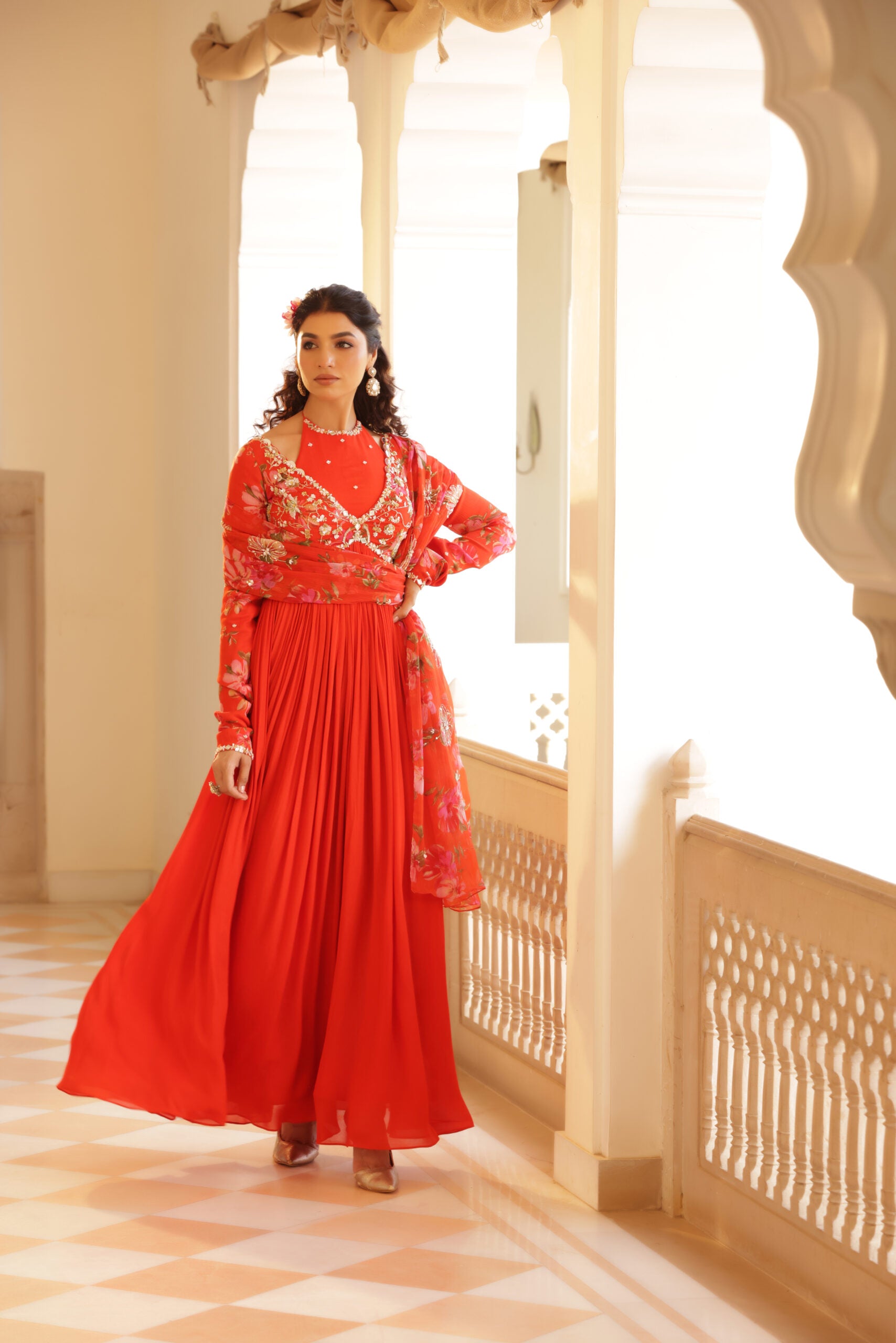 Georgette Crepe Double Neck Anarkali image 10