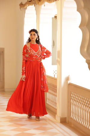 Georgette Crepe Double Neck Anarkali image 10
