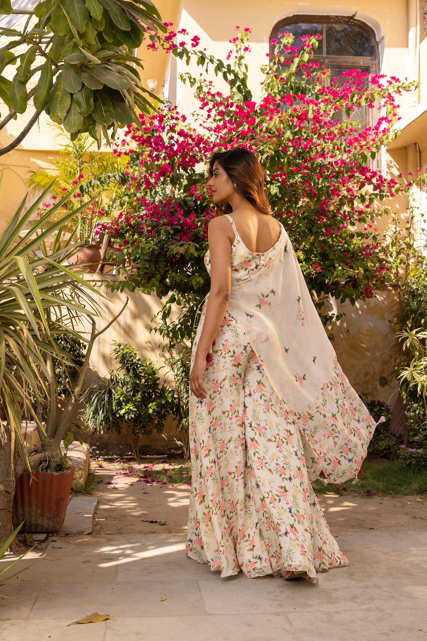 Off-White Crepe Georgette Embroidered Co-Ord Set image 2