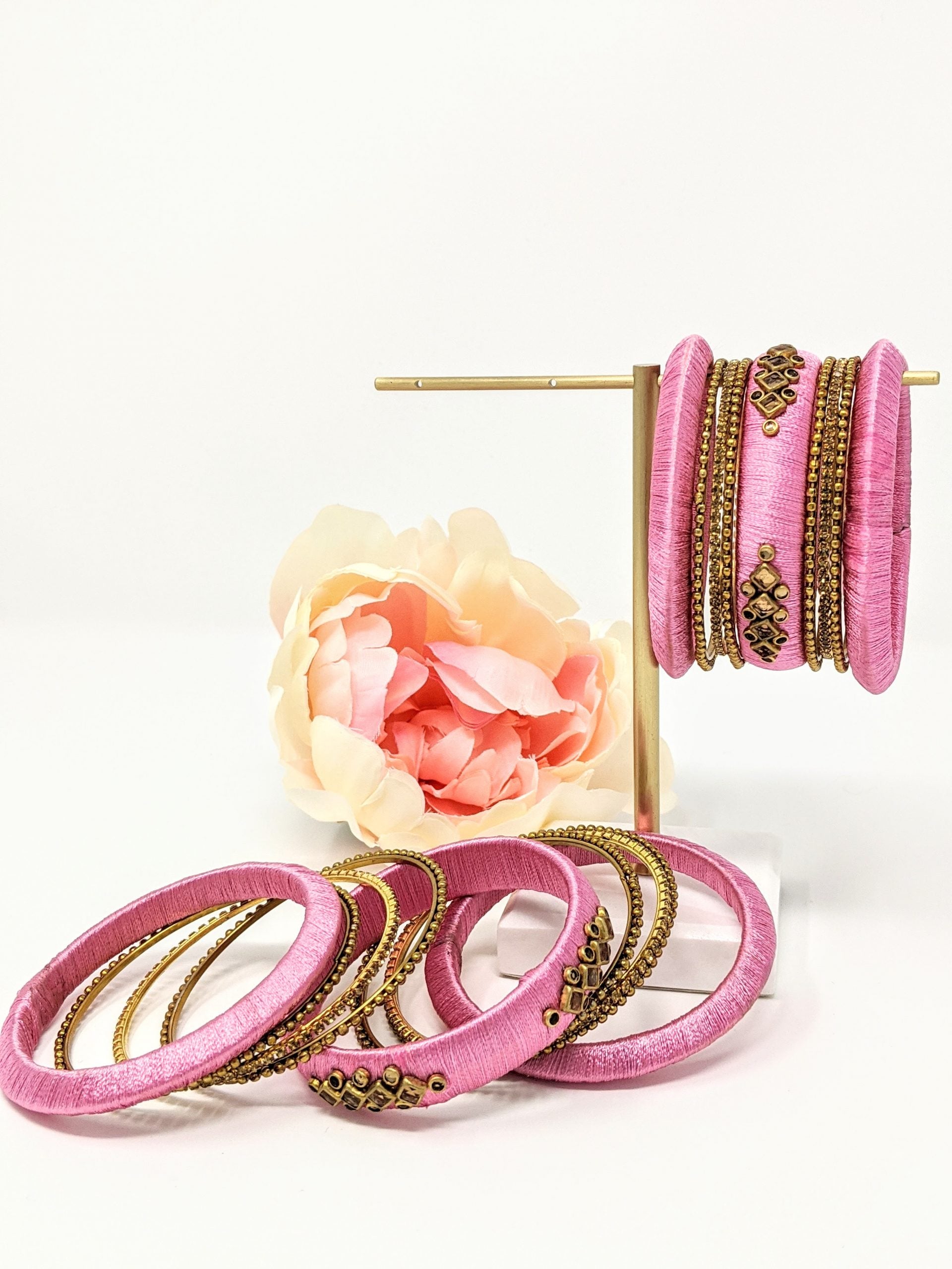 Pink Silk Thread Bangle Set image 1
