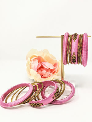 Pink Silk Thread Bangle Set image 1
