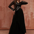 Black Asymmetric Flared Pant Set image 0
