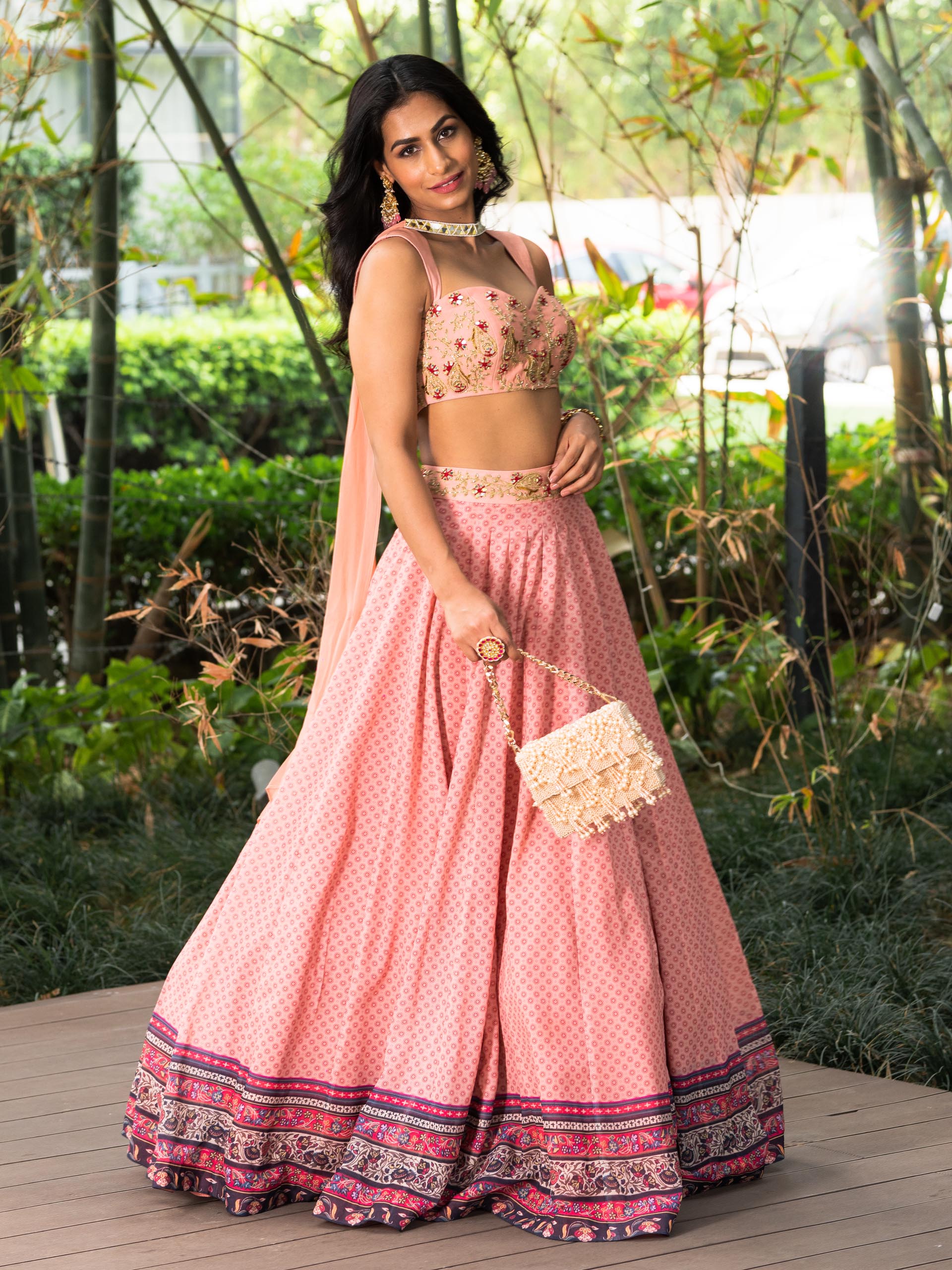 Salmon Pink Tori Lehenga Set image 3