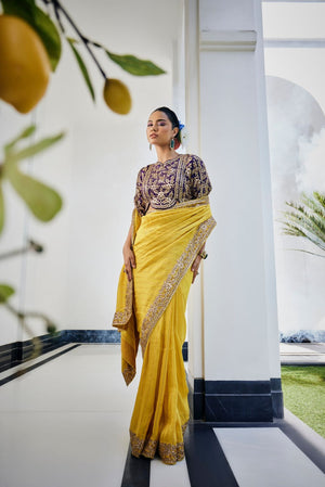 Yellow Gota Work Saree image 0