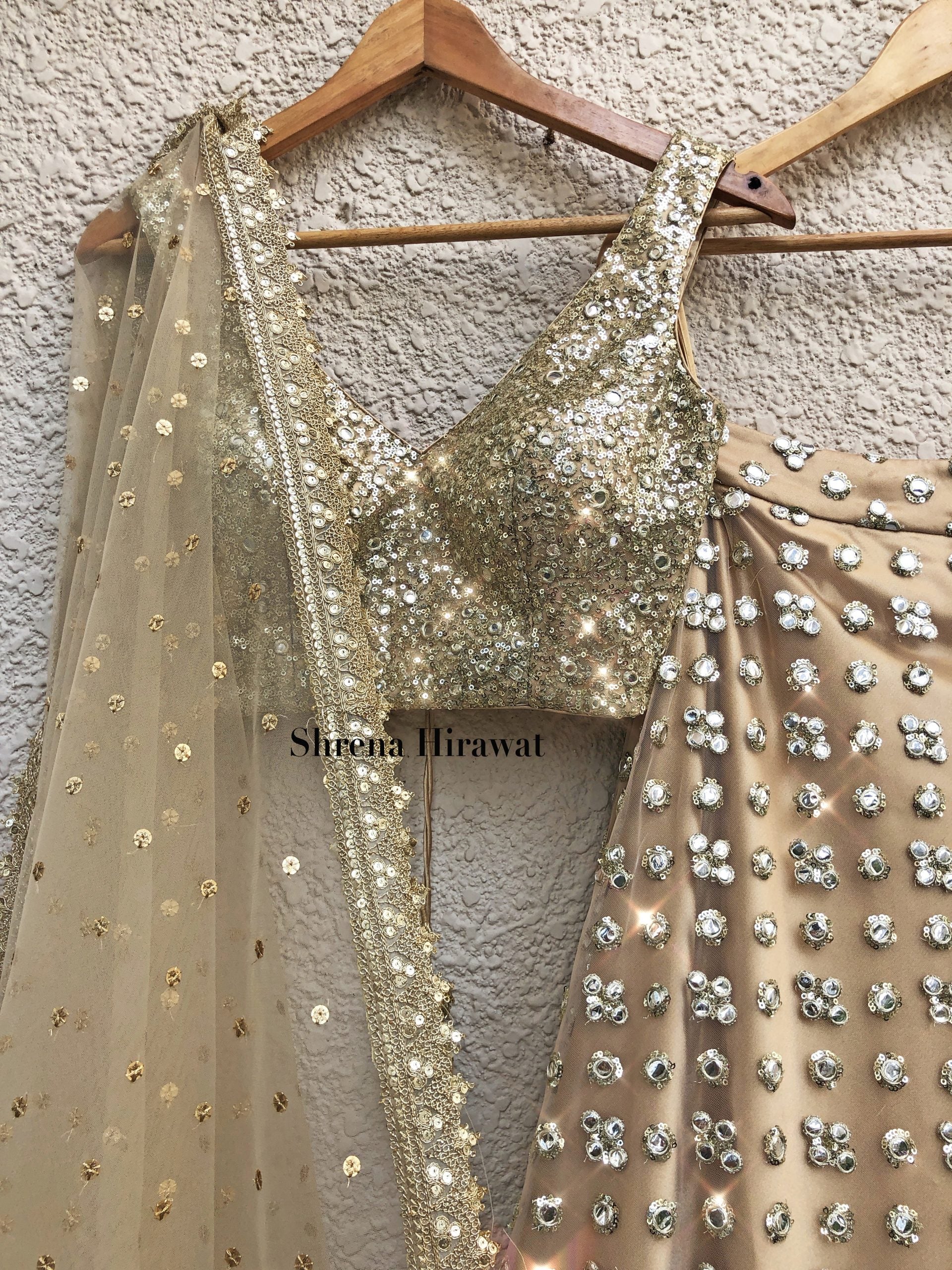 Gold Mirror Work Lehenga Set image 1