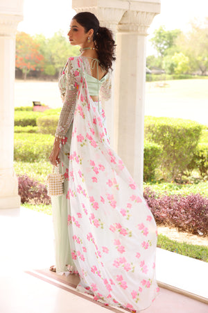 Floral Printed Pre-Drape Saree image 20
