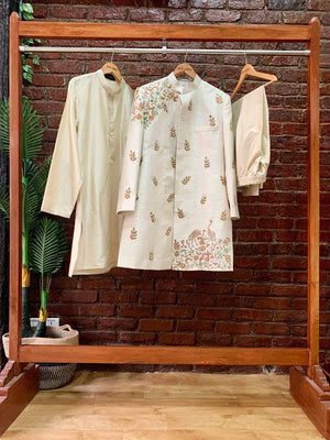 Swan Embroidered Sherwani Set image 4