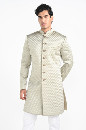 Sage Mint Green Quillted Achkan Set image 2