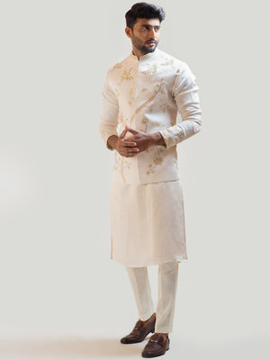 Cream Paradise Nehru Kurta Set image 1