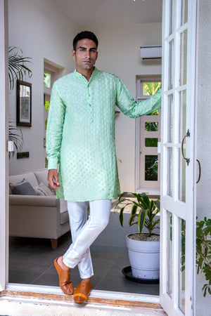 Mint Green Embroidered Kurta Set image 0