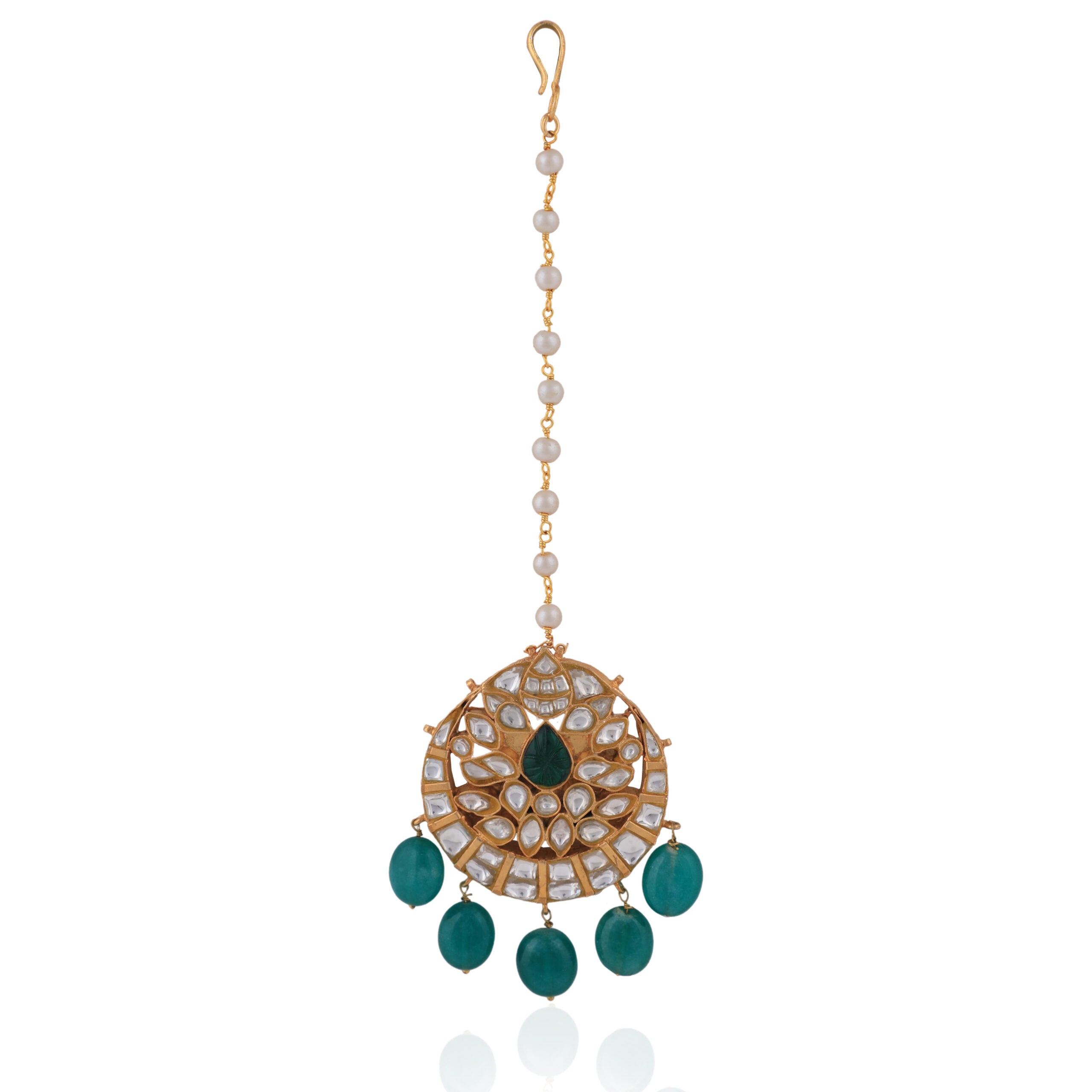 Emerald Green Beaded Matha Pattia image 0
