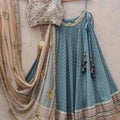 Blue and Nude Lehenga Set image 0